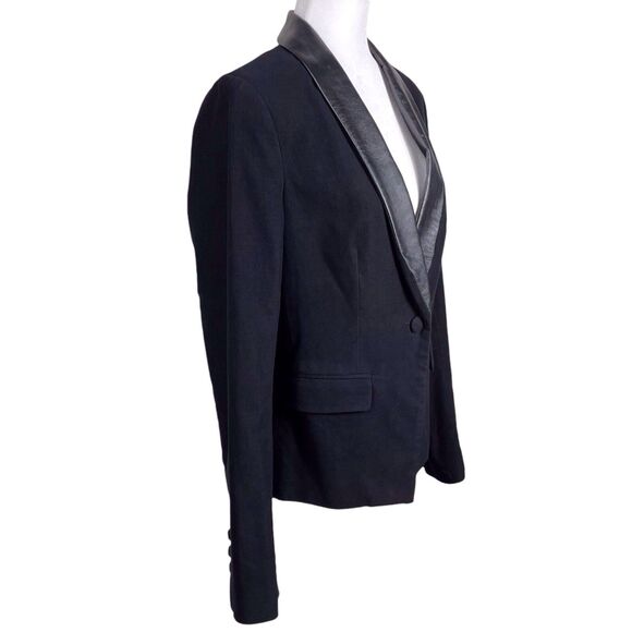 AG Adriano Goldschmied Estelle Tuxedo Blazer Size Medium Black Leather Lapel EUC - Picture 8 of 16